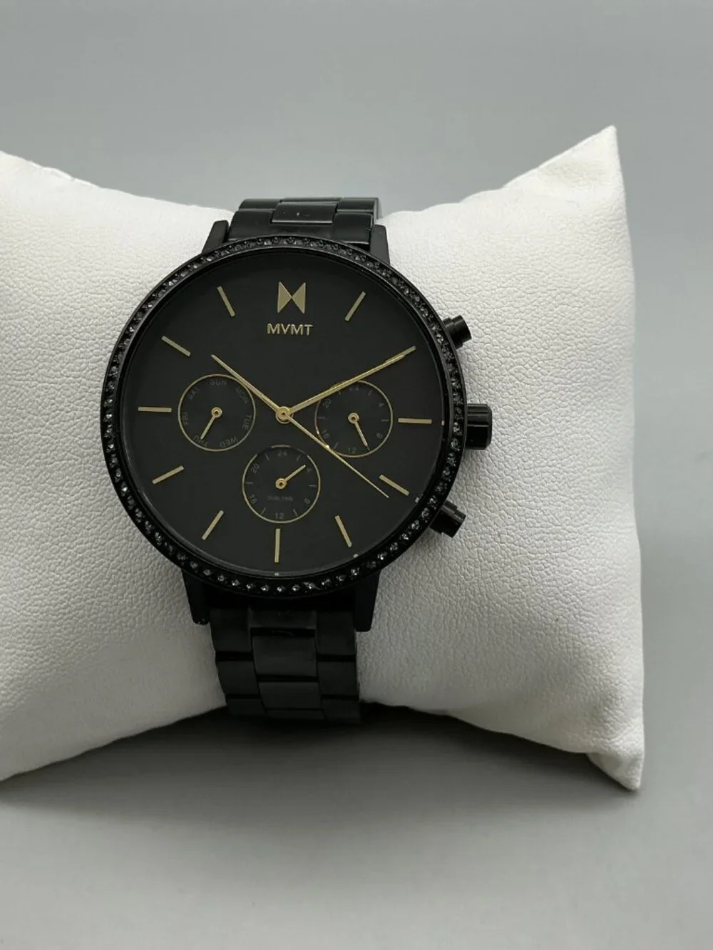 MVMT Women's Nova Caviar Watch 38mm Black Crystals Multifunction New Battery 6.5